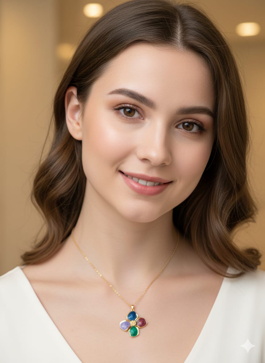 Four-petal flower pendant Necklace