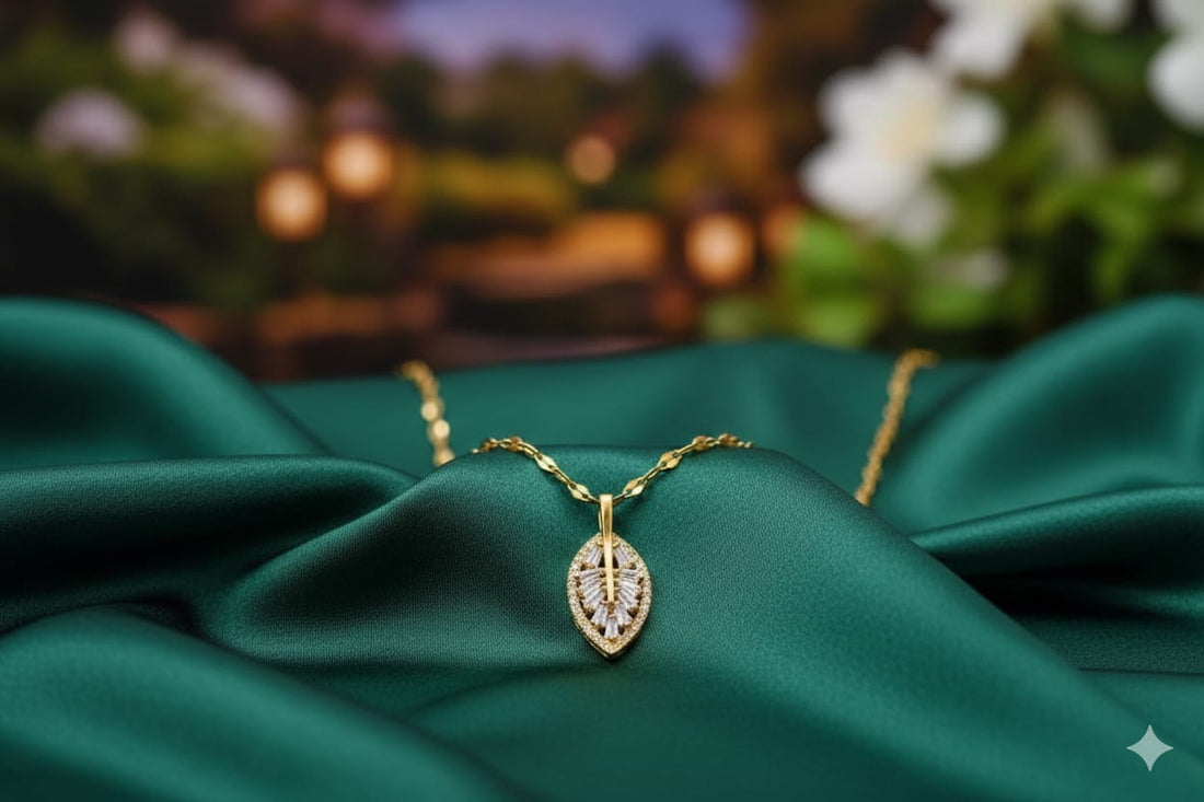 Gold leaf pendant necklace