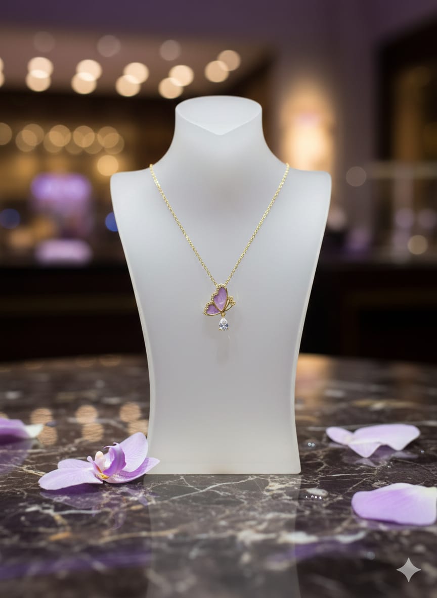 Social Butterfly Pink Mini Pendant Necklace